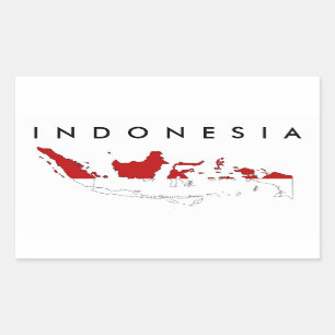 Indonesien-Landflaggen-Kartenform-Silhouette Rechteckiger Aufkleber