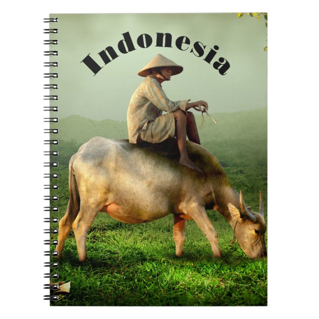 Indonesien Landschaftliche Landschaft mit Buffalo  Notizblock (Vorderseite)