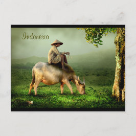 Indonesien Landschaftliche Landschaft mit Buffalo  Postkarte