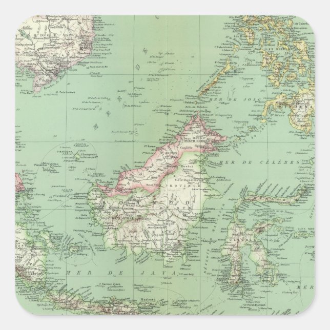 Indonesien, Malaysia Quadratischer Aufkleber (Vorderseite)