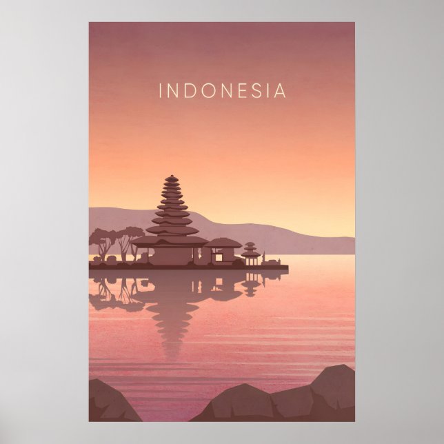 Indonesien Minimal Reiseplakat Poster (Vorne)