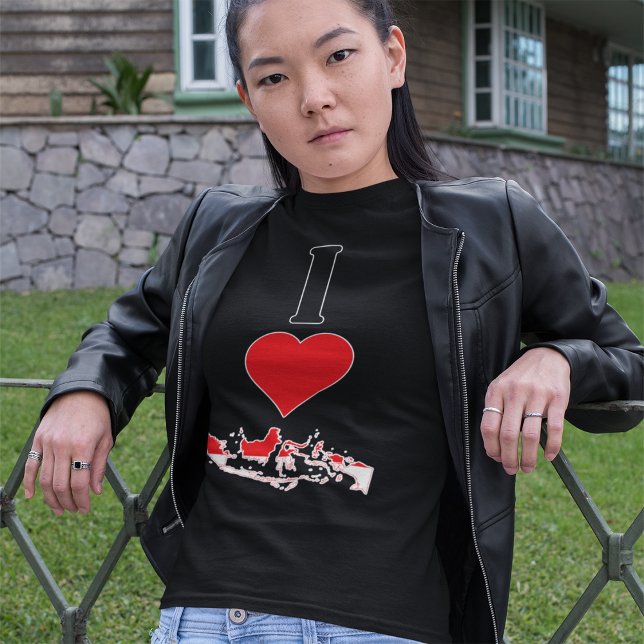 Indonesien Vertikale I Liebe Indonesische Flagge K T-Shirt (Von Creator hochgeladen)