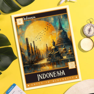 Indonesien Vintage Malerei Postkarte