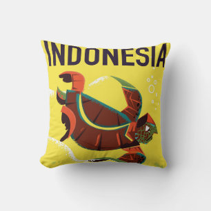 Indonesien Vintage Travel Poster Print Kissen