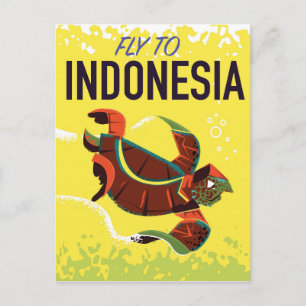 Indonesien Vintage Travel Poster Print Postkarte