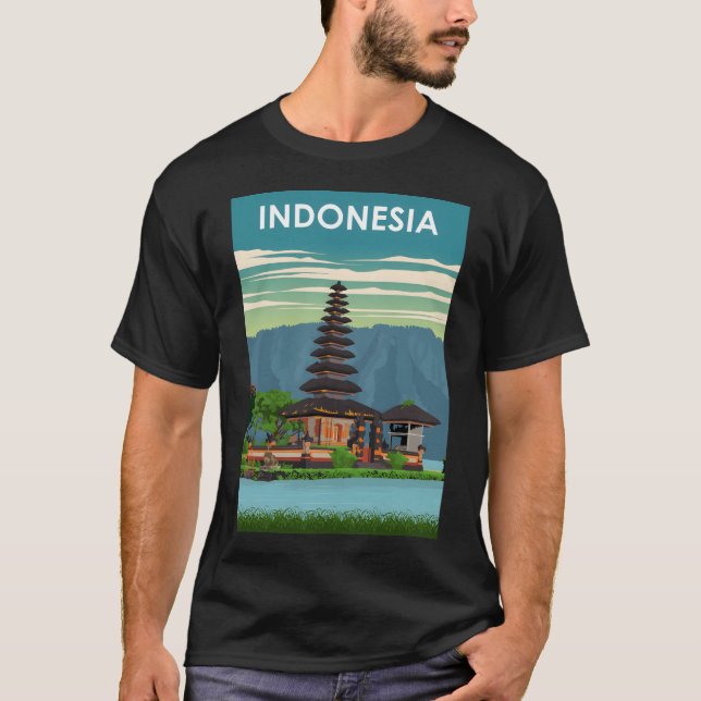 Indonesien Vintages Minimal Retro Travel Poster T-Shirt (Vorderseite)