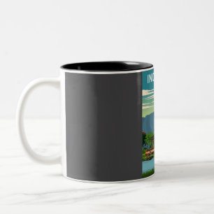 Indonesien Vintages Minimal Retro Travel Poster Zweifarbige Tasse