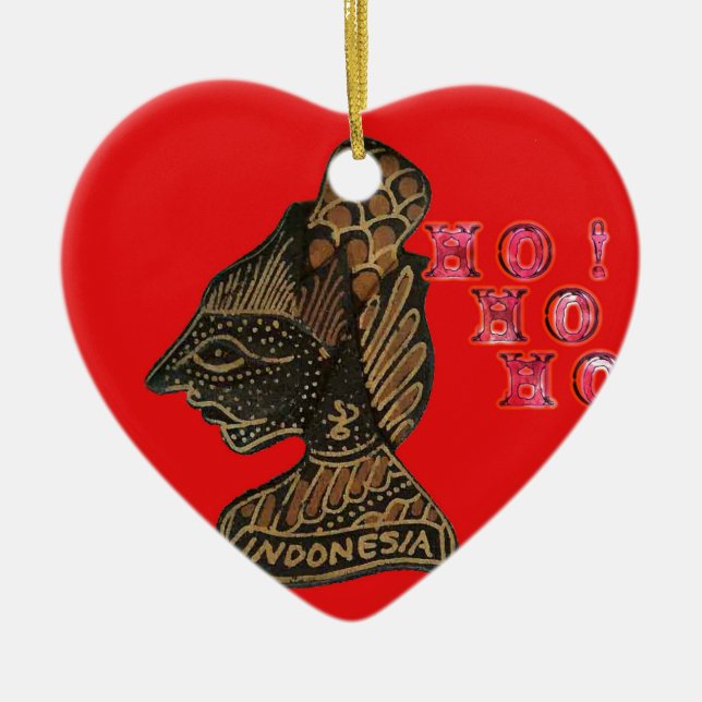 Indonesisch Shadow Puppet Hospho Design auf roter  Keramikornament (Vorne)