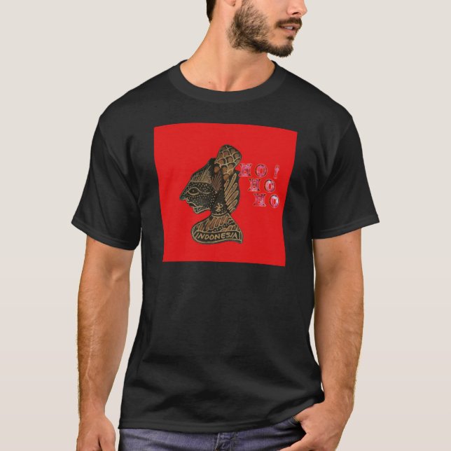 Indonesisch Shadow Puppet Hospho Design auf roter  T-Shirt (Vorderseite)