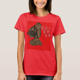 Indonesisch Shadow Puppet Hospho Design auf roter T-Shirt