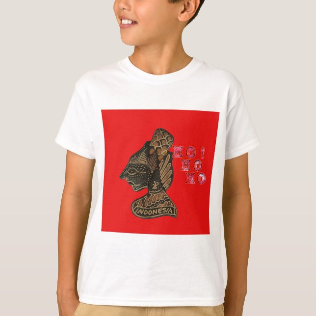 Indonesisch Shadow Puppet Hospho Design auf roter  T-Shirt (Vorderseite)