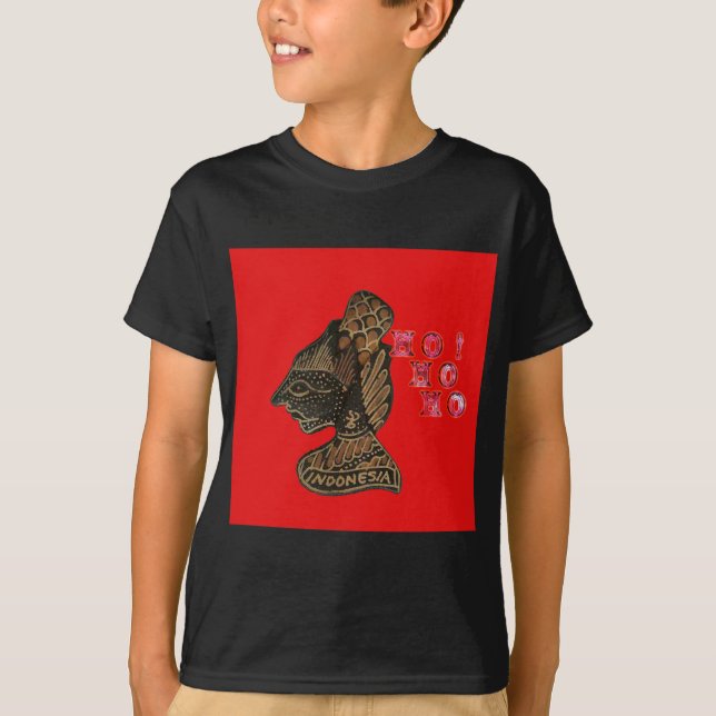 Indonesisch Shadow Puppet Hospho Design auf roter  T-Shirt (Vorderseite)
