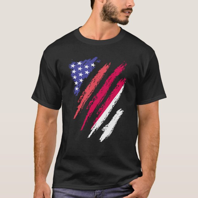 Indonesische amerikanische Patriot Grown Heart Fla T-Shirt (Vorderseite)