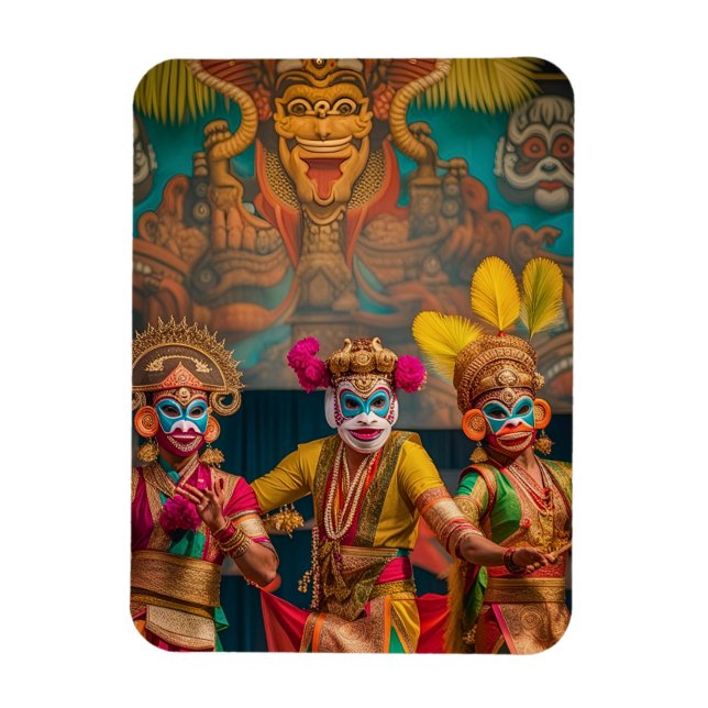 Indonesische Bali Masked Dancers Magnet (Vertikal)