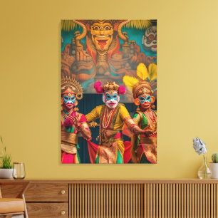 Indonesische Bali-Maskentänzer Leinwanddruck