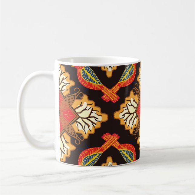 Indonesische Batik: Flora Fauna motif. Kaffeetasse (Links)