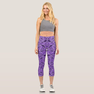 Indonesische Batik Motif Megamendung Lila Wolken Capri Leggings