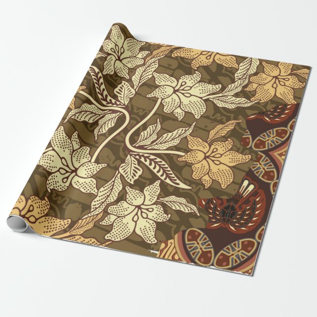 indonesische Batik-Motive mit Flora- und Fauna-Flo Geschenkpapier (Ungerollt)