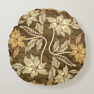 indonesische Batik-Motive mit Flora- und Fauna-Flo Rundes Kissen