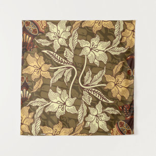 indonesische Batik-Motive mit Flora- und Fauna-Flo Wandteppich