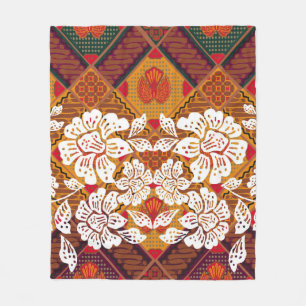 Indonesische Batikmotive mit sehr deutlichen Pflan Fleecedecke