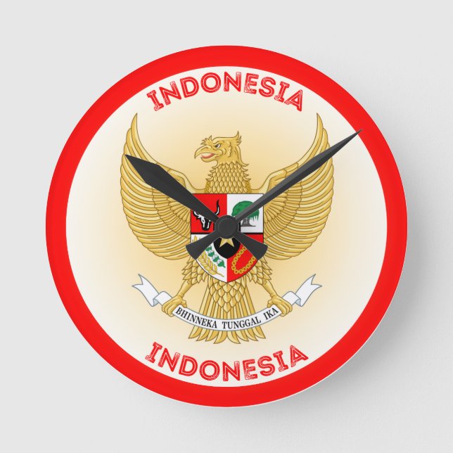 indonesische Emblem-Circle-Form Runde Wanduhr (Vorderseite)