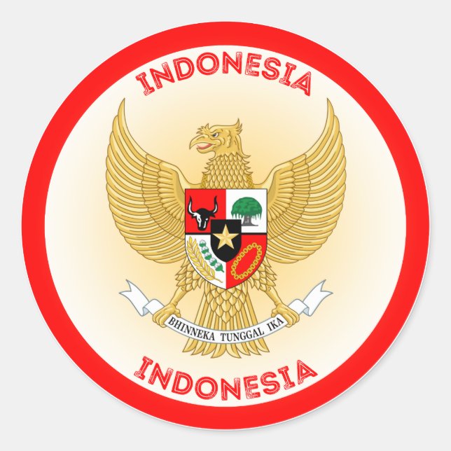 indonesische Emblem-Circle-Form Runder Aufkleber (Vorderseite)