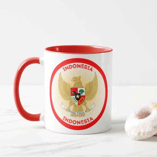 indonesische Emblem-Circle-Form Tasse (Mit Donut)