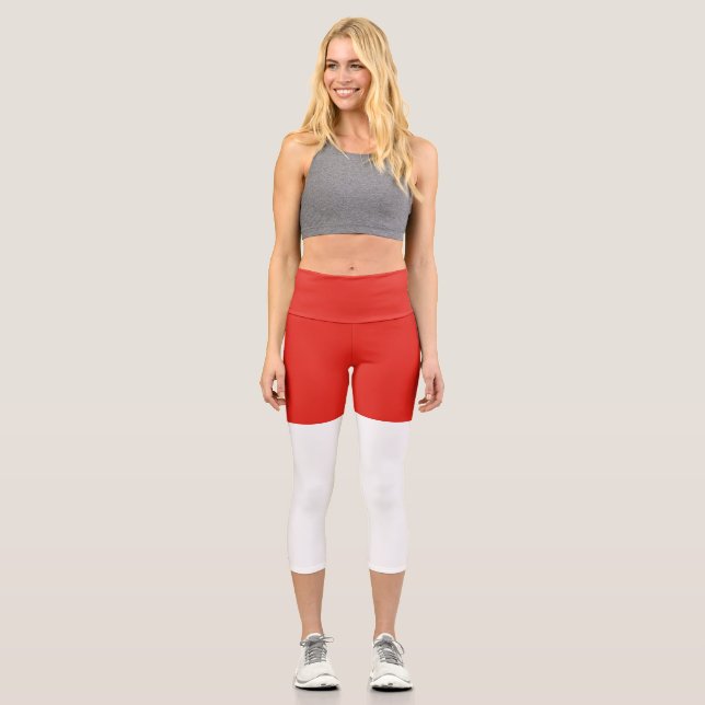 Indonesische Flagge Capri Leggings (Vorderseite)
