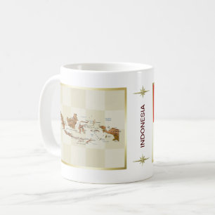 Indonesische Flagge + Karte Tasse