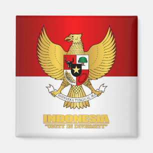 Indonesische Flagge mit COA Magnet