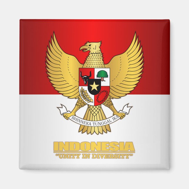 Indonesische Flagge mit COA Magnet (Vorne)