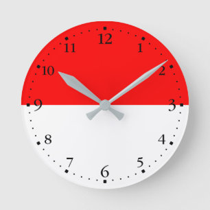 Indonesische Flagge Runde Wanduhr