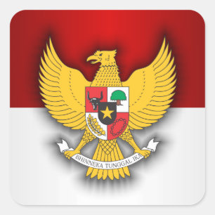 Indonesische Flagge und Emblem Quadratischer Aufkleber