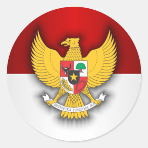 Indonesische Flagge und Emblem Runder Aufkleber
