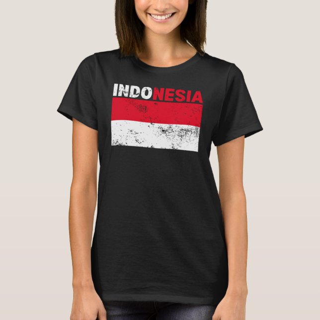 Indonesische Flagge Vintag T-Shirt (Vorderseite)