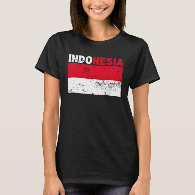 Indonesische Flagge Vintag T-Shirt (Vorderseite)