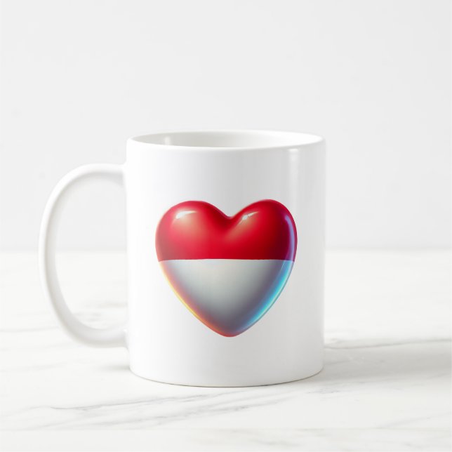 Indonesische Herz-Flag Tee Kaffee Tasse (Links)