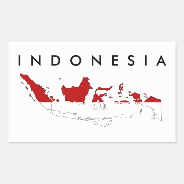 Indonesische Länderflaggengestaltung Silhouette Rechteckiger Aufkleber (Vorderseite)