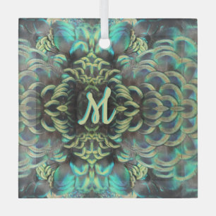 Indonesische Pfauenmuster Kust. Monogramm Ornament Aus Glas