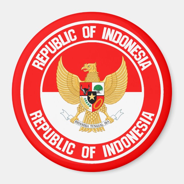 Indonesische RundEmblem Magnet (Vorne)