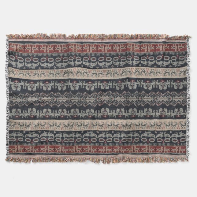 Indonesische Stammes- Ikat TextilWeavings Decke (Vorderseite)