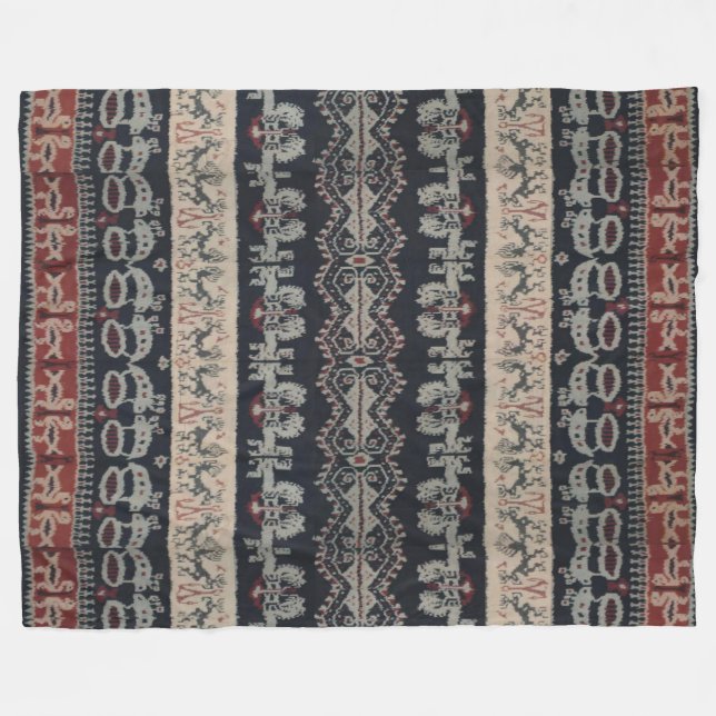 Indonesische Stammes- Ikat TextilWeavings Fleecedecke (Vorderseite (Horizontal))