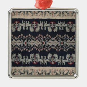 Indonesische Stammes- Ikat TextilWeavings Silbernes Ornament