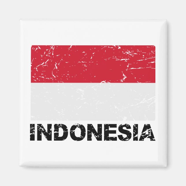 Indonesische Vintage Flagge Magnet (Vorne)