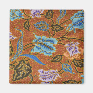 Indonesischer floraler Batik Gold Magnet