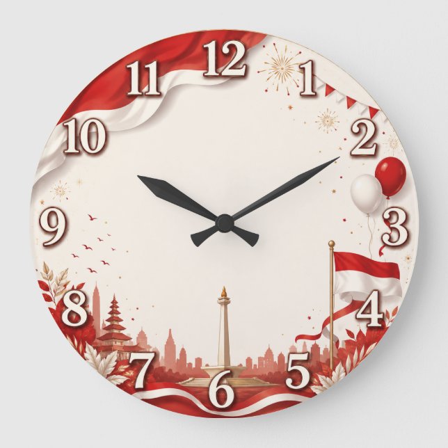Indonesischer Unabhängigkeitstag Wanduhr (Vorderseite)