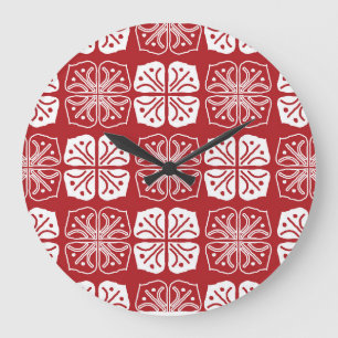 Indonesisches Batik Kawung Gurda Design Große Wanduhr