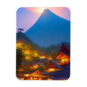 Indonesisches Dorf Sunset Magnet