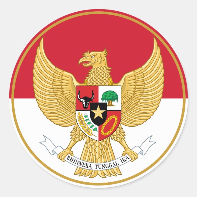 indonesisches Emblem mit klassischem Rundaufkleber Runder Aufkleber (Vorderseite)